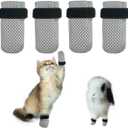 4 PCS Cat Mittens to Prevent Scratching, Mesh Breathable Cat Shoes, Adjustable Cats Anti Scratch Gloves, Suitable for Cats When Bathing and Nail Trimming (Small, Grey)