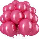 Chrome Hot Pink Balloons, 50 PCS 10 Inch Double Stuffed Metallic Hot Pink Balloons, Shiny Thick Chrome Metallic Fuchsia Balloon Latex Helium Balloon for Girls Women Birthday Wedding Party Decorations