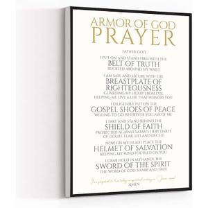 Canvas Wall Art Modern Art Print Armor Of God,Christian Spiritual Warfare Prayer Wall Art,Victorious Christian Living Quotes Painting Artwork Wall Decor For Home Office Wooden Frame Ready To Hang