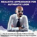 Mepase Bald Caps with Glasses and Mustache Bald Head Wig Cap Party Costume Accessories for Women Men Halloween Cosplay (Black)