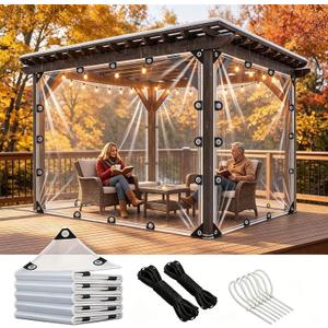 Clear Tarps with Metal Grommets, Heavy Duty Waterproof,14 Mil Vinyl,10×10FT, Clear Tarps-10x10FT