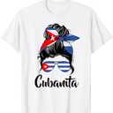 Cubanita Messy Bun Cubanita Cuban Flag Messy Hair Woman Bun T-Shirt, Men Fit Type