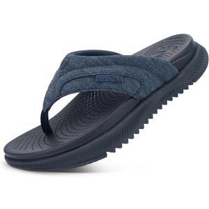 ONCAI Mens Orthopedic Flip Flops with Arch Support Summer Beach Pool Walking Sandals with Outdoor Yoga Mat Non-slip Cushion Thick Rubber Soles Size 7-14