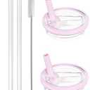 32 oz Tumbler Flip Straw Lid Replacement Fit for HydroJug Traveler （Only）,2 Pack Leak Proof Lid ,Replacement Spill Proof Reusable Tumbler Cover Compatible with 32oz HydroJug Cup Accessories (Pink)