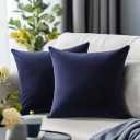 QUORGVES Navy Blue Velvet Pillow Covers 16x16 Inch Set of 2, Soft Solid Decorative Square Throw Pillow Covers, Decor Cushion Covers for Bed Sofa Couch Bedroom Living Room - Coastal Sky Baby Blue