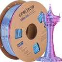 Comgrow Silk PLA 3D Printer Filament, Dual Color 2 in 1 Blue and Rose Red, 3D Printing PLA Filament 1.75mm, Dimensional Accuracy +/- 0.02 mm, 1KG Spool, Coextrusion Shiny Silk 3D Filament