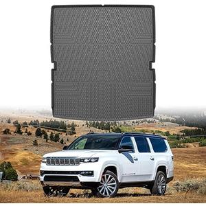 Mixsuper Cargo Liner for Jeep Wagoneer/Jeep Grand Wagoneer 2022 2023 2024 2025, All Weather Cargo Mat Rear Trunk Liner Behind The 2nd Row Seats Black