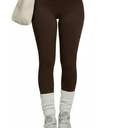 Women Workout High Waist Leggings (Large, Brown)