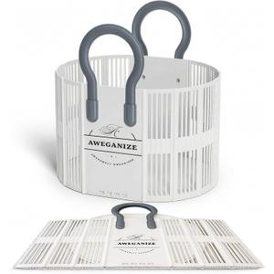 40L Collapsible Laundry Basket with Handles, Durable Space-Saving Storage Basket for Clothes, Utility, Groceries, Toys & Home Organization White, 17.9" L 14.2" W 11.8" H