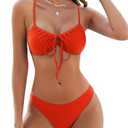 ZAFUL Women High Cut Bikini Sets String Sexy Swimsuit Two Piece Underwire Bathing Suit Brazilian Cheeky Cut Out Cute Swimwear, Size M