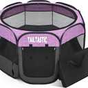 Portable Pet Playpen for Medium Dogs & Cats, Foldable Puppy Safety Pen with Removable Zipper Top, Breathable Mesh Dog Delivery Room, Indoor Isolation Cage for Pets (Purple, Medium)