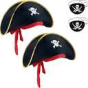 M&G House Halloween Pirate Hats Caribbean Black Pirate Cap Pirate Accessories Funny Party Hat Fancy Dress Adult Kid