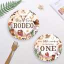 249PCS My First Rodeo Decorations Boy, All-in-1 First Rodeo Theme Party Pack, with 20 Plates, Cowboy Hat, Backdrop Tablecloth Balloon Arch for 1st birthday boy, Serves 20 Guests