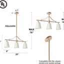 Gold Chandeliers for Dining Room, Modern 3 Light Linear Island Light Fixtures with Fabric Shades for Kitchen, Bedroom, Living Room
