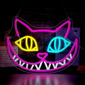 Cat Neon Sign for Wall Decor Dimmable Cartoon Neon Light for Men LED Light Up Sign Suitable for Living Room Clothing Store Man Cave Birthday Gift Size 13.7 * 10.3In(P069)