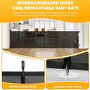 Upgraded 150" Extra Wide Retractable Baby Gates, 34" Tall Mesh Dog Gate for Preventing Escaping, Extra Long Pet Gate for Outdoor, Indoor, Hallways, Deck, Porch, Black