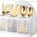 Utensil Holder, Silverware Caddy,Organizer Cutlery Holder, Kitchen Countertop Organizer, Metal Mesh White