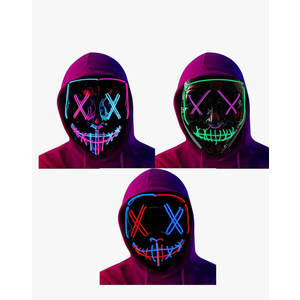 3 Packs EL Mask Led Light Up Halloween Mask for Adult/Cosplay/Masquerade