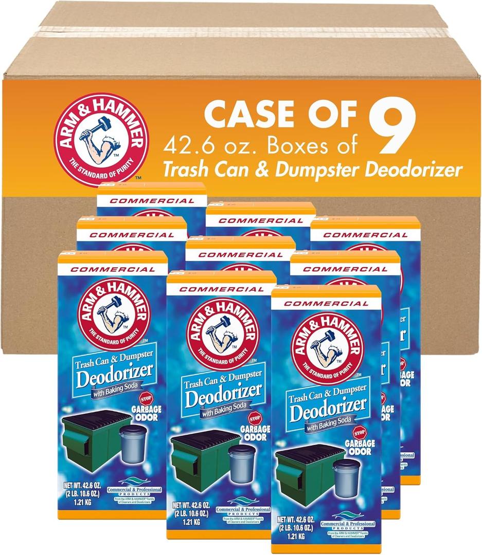 Arm & Hammer 3320084116CT Trash Can & Dumpster Deodorizer, Sprinkle Top, Original, Powder, 42.6 oz 