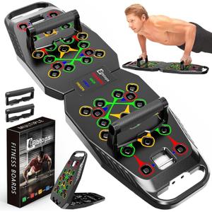 BBTOPS Push UP Board, Pilates Bar & Fitness Accessories, 25 in 1 Foldable Push up Bar at Home Gym, Workout Exercise Professional Push Up Strength Training Equipment for Man and Women (Solo-Black)