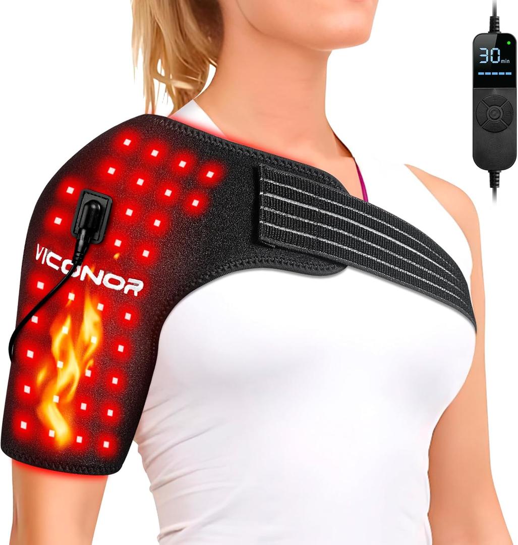 Viconor Red Light Therapy for Shoulder Pain Relief, Infrared Light Therapy for Body, Improve Joint Muscle, 660nm & 850nm Red Light Shoulder Wrap, Black1