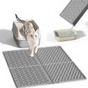 Pieviev Cat Litter Box Mat, 31"x 24" Scratch Resistant Litter Trapping Mat, Easy Clean for Scatter Control, Soft on Kitty Paws, Waterproof & Urine Proof for Indoor Use, Gray