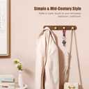 Ufine Wooden Wall Mounted Coat Rack, 4 Brass Hooks, Modern Home Decor Hanger for Entryway Bathroom Bedroom