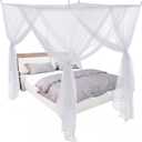 Mindsoft 4 Corners White Bed Canopy Curtains for Single Twin Full Size, Mosquito Net Rectangular Bed Drapes for Bedroom Home Indoor Patio Outdoor Decoration(L79 X W47 X H59 Inch)