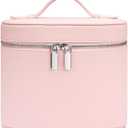 Makeup Bag, Travel Make up Case with Compartments and Handle, Portable Cosmetic Organizer Bags,Toiletry Bag for Women (L(8.5*6.3*6.7 in), Pink 1(8.5*6.3*6.7 in))