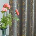 Taisier Home Gold Foil Print Linen Textured Curtains Geometric Dots Pattern Design Curtains for Bedroom Living Room Thermal Insulated Window Treatment 2 Panels 84" L,Dark Grey and Gold Drapes Print