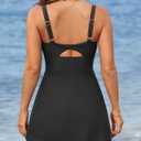 Daci Women's One Piece Swimdress - Tummy Control Swimsuit Full Coverage Modest Skirted Bathing Suit with Pockets 2026 (Black, L)