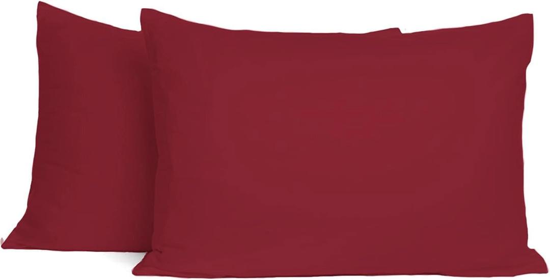 SAHARBEDDINGS Travel Pillowcase 12x20 500 Thread Count Pack of 2 Toddler Baby Pillowcases Cover with Envelope 100% Egyptian Cotton (Burgundy, Toddler Travel 12x20 Envelope Closer)