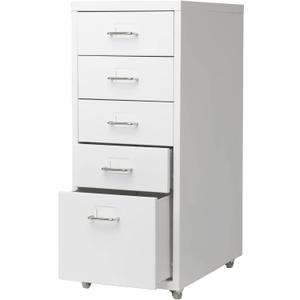 MIOCASA 5 Drawer Metal File Cabinet Mobile Underdesk Chest for Home Office (White)