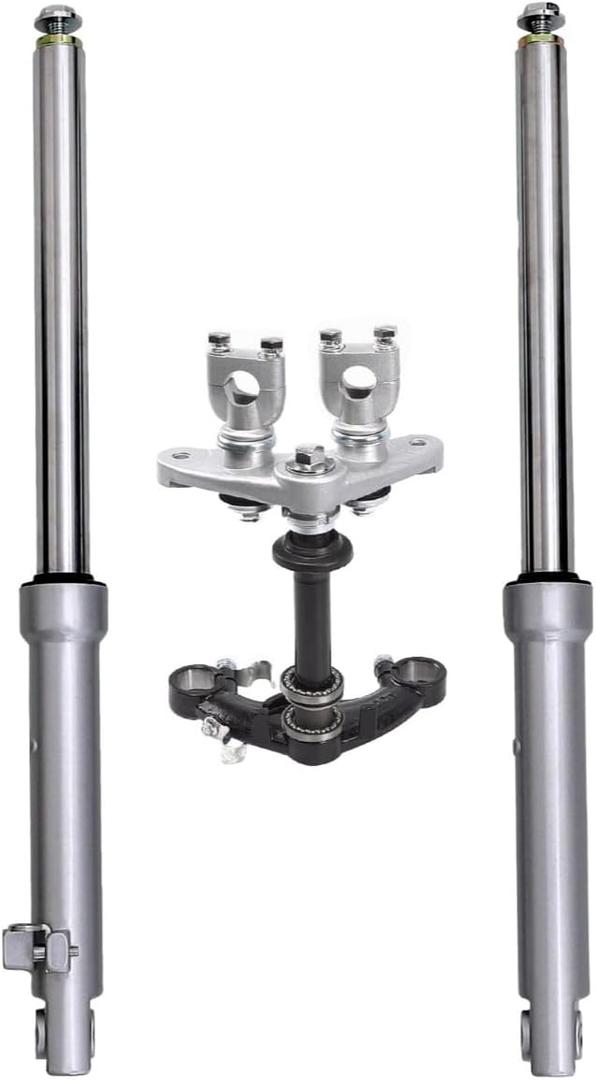 Off-Road Motorcycle Front Forks Suspension Shocks with Triple Tree Handlebar Riser Clamp Set Compatible with CRF50 XR50 CRF XR 50 Drum brake For Dirt Pit Bike