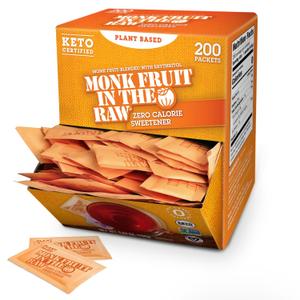 MONK FRUIT IN THE RAW, 200 count Packets, Pack of 1, Natural Monk Fruit Sweetener w/Erythritol, Sugar-Free (5.64 Ounce (Pack of 1))