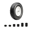 16" Flat Free PU 4.80/4.00-8" Solid Tire with 3/4" Ball Bearing and 3"-8" Center Hub, Universal Hand Truck Flat Free Trailer Wheelbarrow Tire for Hand Truck/Tool Cart/Garden Cart, 1 Pc