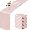 10 Pack Satin Table Runner 12 x 108 Inch Long Rose Gold Smooth Silk Fabric Table Runner for Birthday Parties Wedding Banquets Decorations.