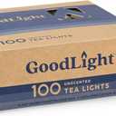 GoodLight Unscented Vegan and Paraffin-Free Tea Light Candles (100 Candles)
