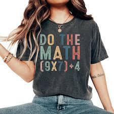 Fun Do The Math 67 Meme Six Seven T-Shirts for Women Vintage Soft Office Simple Shirt, Size L