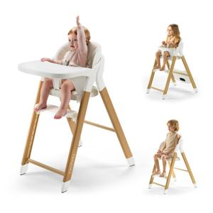 Tinyiota High Chair for Babies and Toddlers, 8-Level Adjustable Foldable Convertible Baby Highchair with Removable Tray, Ergonomic Feeding Chair Transitions from Infant to Adult, Wood-Look Metal