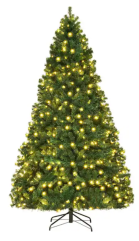 8 ft. Pre-Lit PVC Hinged Artificial Christmas Tree with 430 LED Lights