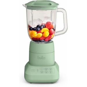 bella 10 Speed Countertop Blender, Juicer & Smoothie Maker, Fits-anywhere Kitchenware, Slim Flip & Store Design, Dishwasher Safe 48oz Capacity Pitcher & Lid, Stainless Steel Blade, 450 Watt, Seaglass (6 Cup)