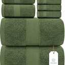 White Classic Luxury Bath Towel Set of 8 Pieces - 100% Turkish Cotton Highly Absorbent Towels for Bathroom, 2 Luxury Bath Towels 700GSM, 2 Hand Towels, 4 Washcloths, Sage Green