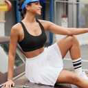 RUNNING GIRL Sports Bras for Women, Medium-High Impact Running Strappy Sports Bra with Removable Pads (Black, L)