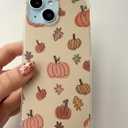 Watercolor Pumpkin Fall Leaves Case Compatible with iPhone 14, Cute Halloween Vibe Case for iPhone 14, Trendy Unique Design TPU Bumper Cover Case