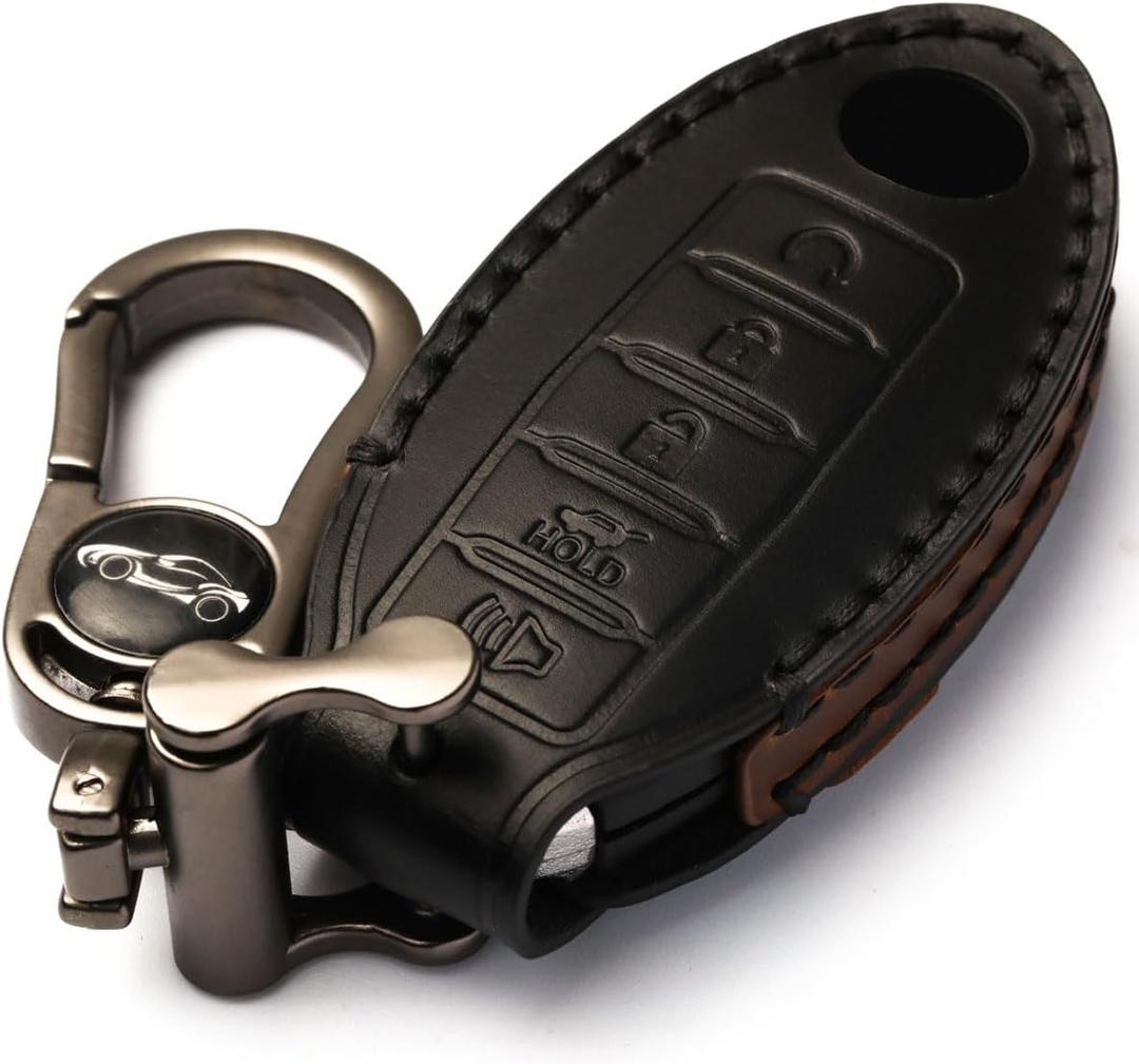 Car Key Fob Cover, Soft Full Protection Key Case Shell Compatible with Nissan X-Trail Rogue Altima Quest Pathfinder Sentra Patrol CIMA Fuga Armada Teana Murano etc (C-Black)