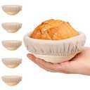 5 Inch Banneton Bread Proofing Basket Set of 6, Kikcoin Mini Sourdough Bread Baking Supplies, Small Banneton Basket Proofing Baskets for Sourdough Bread Baking