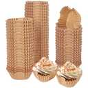 qiqee 500pcs Natural Square Cupcake Liners Muffin Linner No Smell, Food Grade Brown Baking Cups（Standard Size）