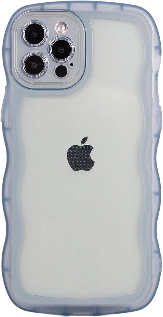 Hcnrreivn Case for iPhone 12 Pro 6.1 Inch,Cute Kawaii Clear Case for Women/Girls,Yellowing-Resistant,Transparent Soft Silicone Thin Slim Full Body Shockproof Protection Phone Cover -(Black and Blue)