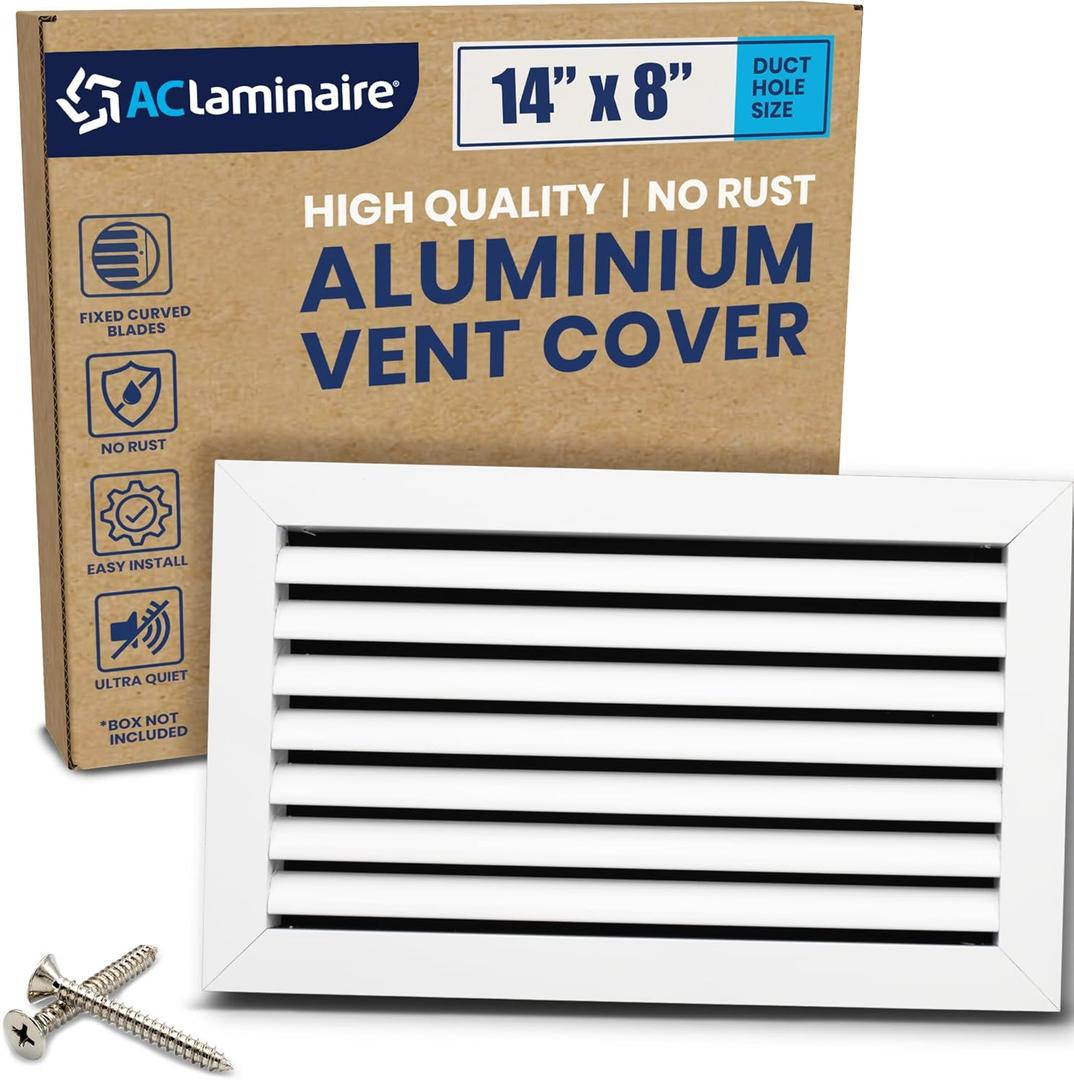 14" x 8" (Duct Hole) Decorative Air Return Vent Cover  Aluminum HVAC Grille for Ceiling & Wall, Rustproof AC Return Vent, Premium Modern Design, 15.6" x 9.6" Face, Ideal for Home HVAC